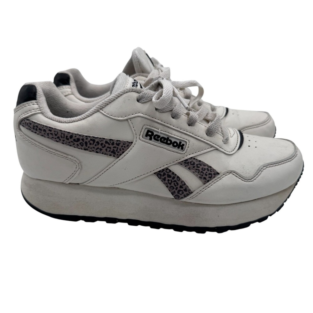 Reebok Women's 8.5 White Sneakers Royal Glide Platform‎ Leopard Print